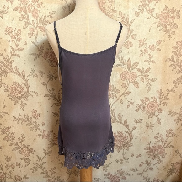 Mono Rello (Monorello) NWT Lace Hem Cami Tunic Charcoal Gray Size S - Picture 2 of 8